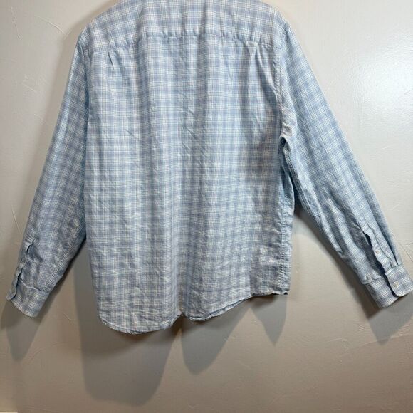 Faherty Long Sleeve Button Up Blue Plaid Men's Size XL - Picture 10 of 15